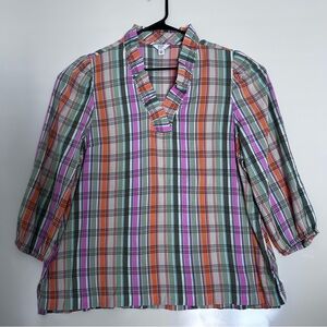 Crown & Ivy Pink and Blue Boxy Blouse